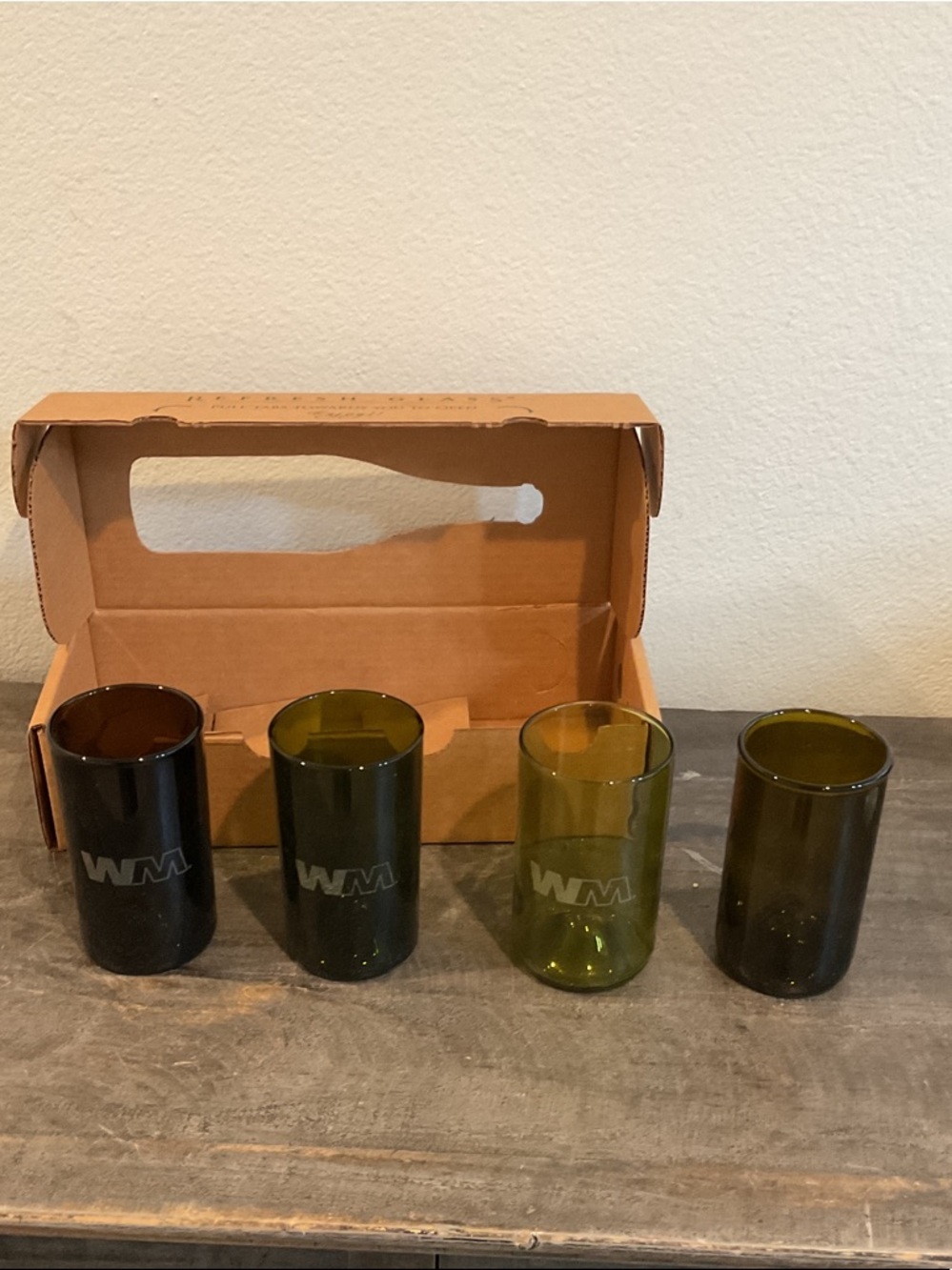 Refresh Set of 4 Recycled Glass Tumblers - Brown & Olive - Picture 2 of 3